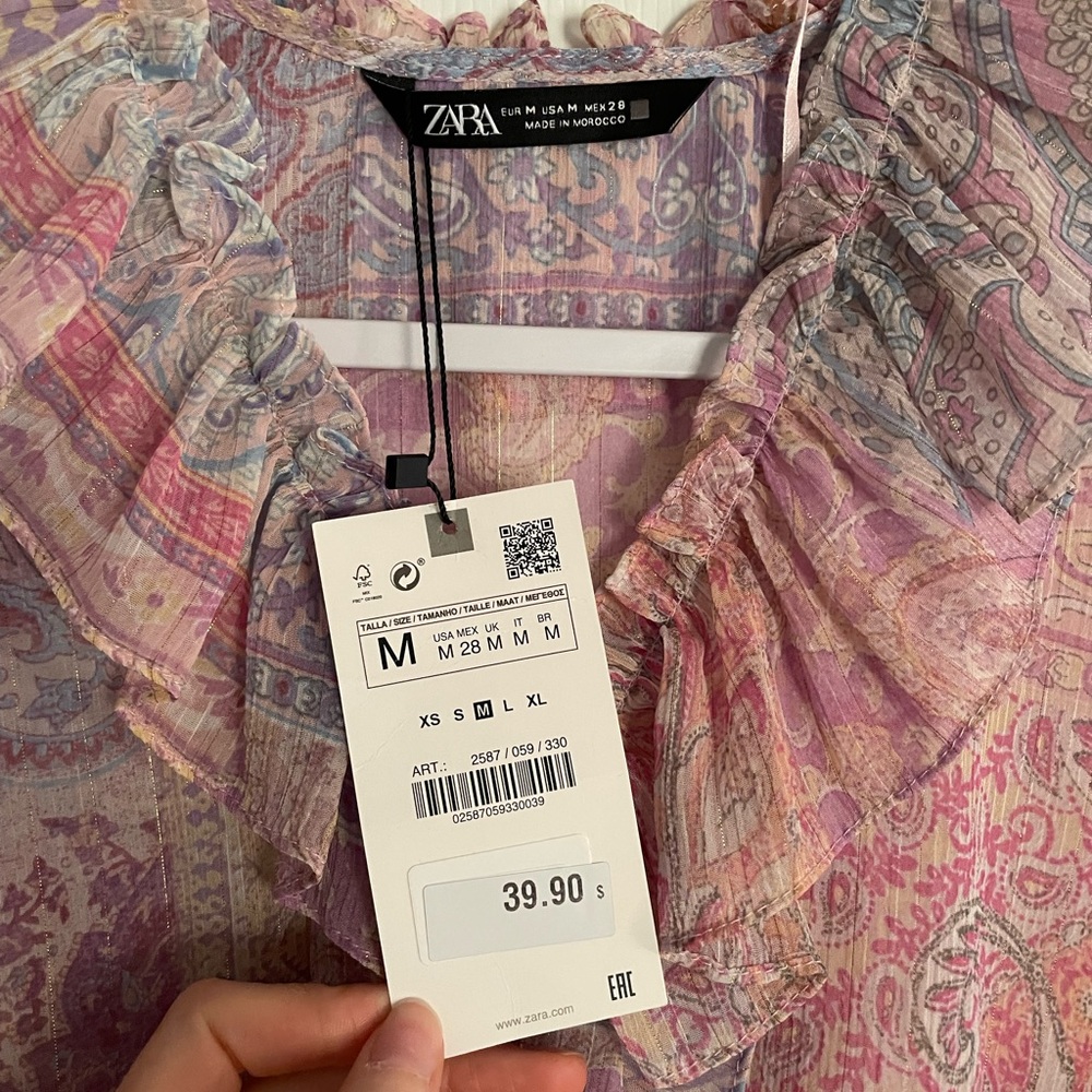 Zara Sheer Pink Top. New with tags.